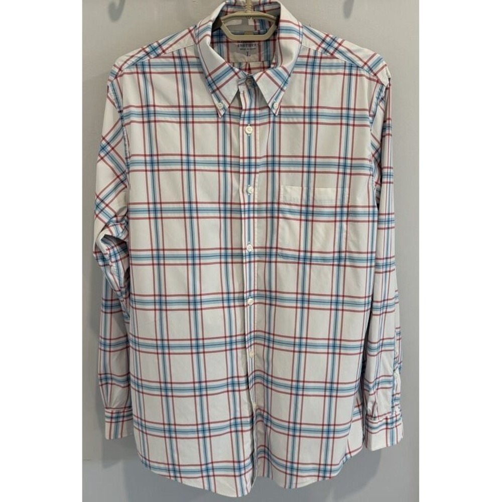 Brooks Brother Performance‎ Series Stretch Polo Button Down Collar White Print L